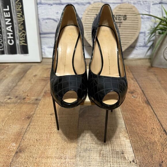 Giuseppe Zanotti Black Patent leather platform peep toe stiletto heel Pumps 41 - Picture 4 of 13